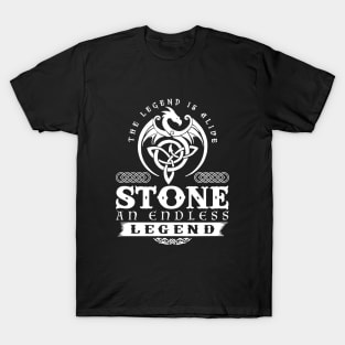 The Legend Is Allive Stone An Endiless Legend Black And White For Shirt Hipster 70s T-Shirt